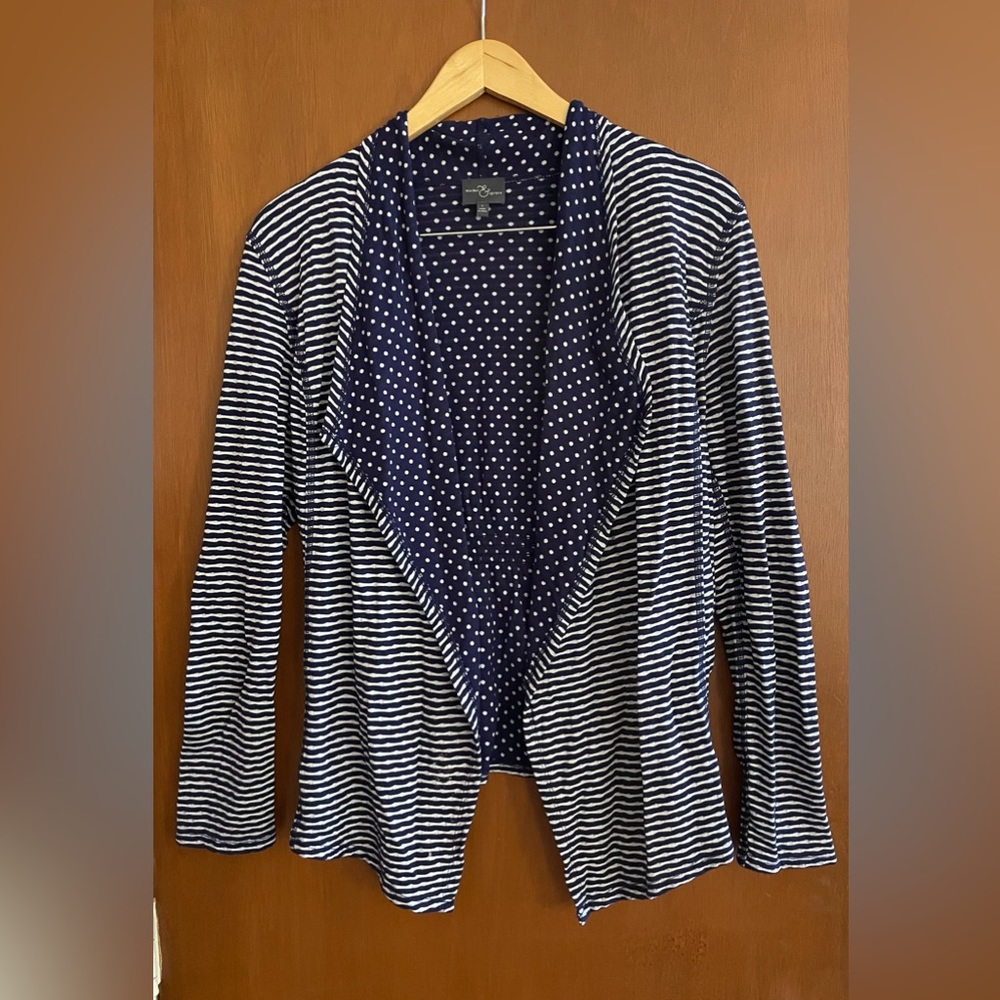 Market & Spruce Navy Blue and White Cardigan